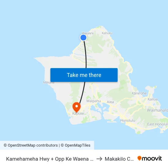 Kamehameha Hwy + Opp Ke Waena Rd to Makakilo City map