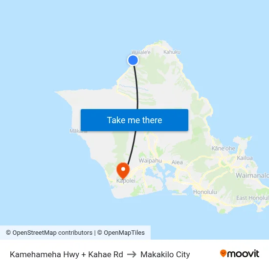 Kamehameha Hwy + Kahae Rd to Makakilo City map