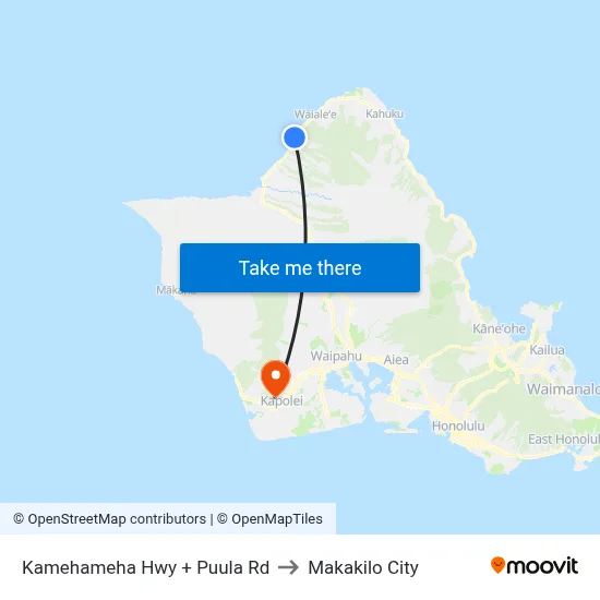 Kamehameha Hwy + Puula Rd to Makakilo City map