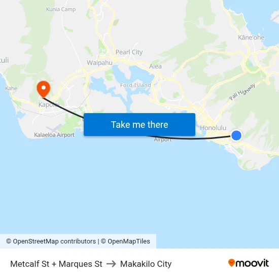 Metcalf St + Marques St to Makakilo City map