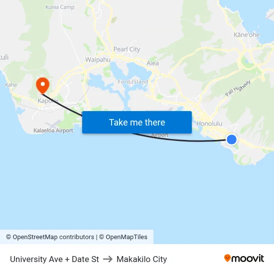 University Ave + Date St to Makakilo City map