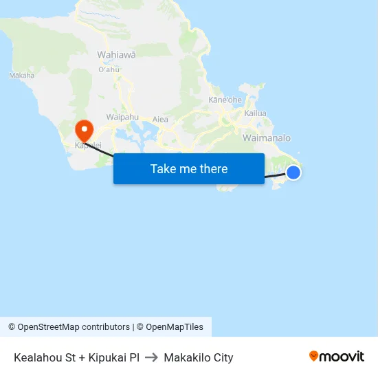 Kealahou St + Kipukai Pl to Makakilo City map