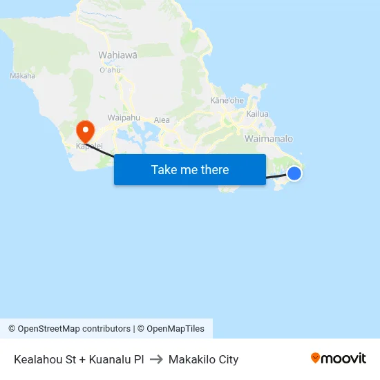 Kealahou St + Kuanalu Pl to Makakilo City map