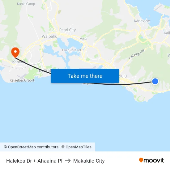 Halekoa Dr + Ahaaina Pl to Makakilo City map