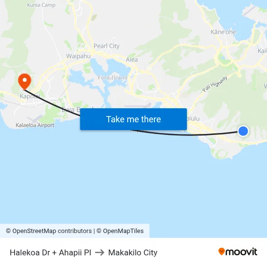 Halekoa Dr + Ahapii Pl to Makakilo City map
