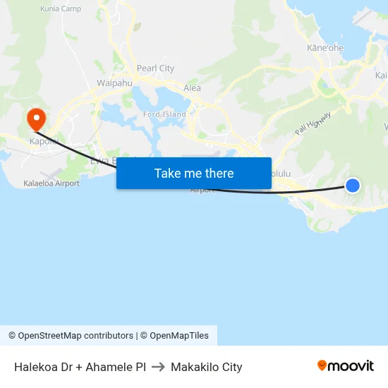 Halekoa Dr + Ahamele Pl to Makakilo City map
