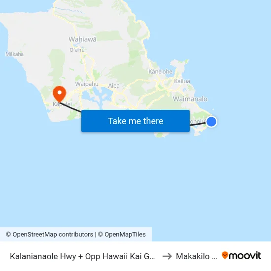 Kalanianaole Hwy + Opp Hawaii Kai Golf Course to Makakilo City map