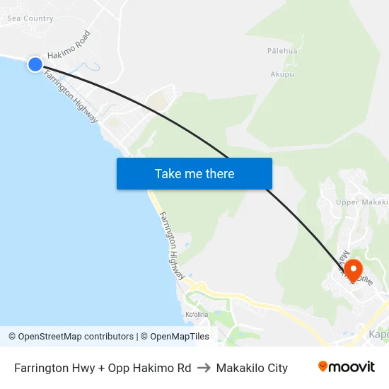 Farrington Hwy + Opp Hakimo Rd to Makakilo City map