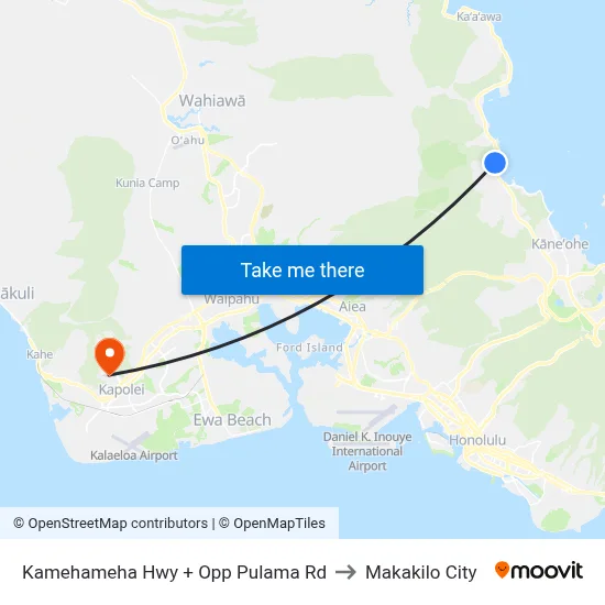 Kamehameha Hwy + Opp Pulama Rd to Makakilo City map