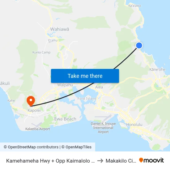 Kamehameha Hwy + Opp Kaimalolo Pl to Makakilo City map