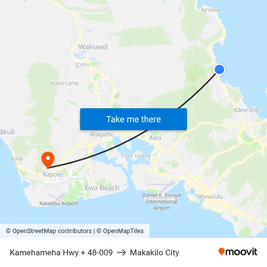 Kamehameha Hwy + 48-009 to Makakilo City map