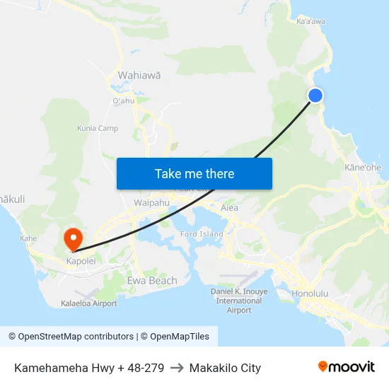 Kamehameha Hwy + 48-279 to Makakilo City map