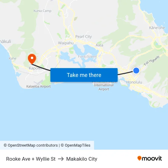 Rooke Ave + Wyllie St to Makakilo City map