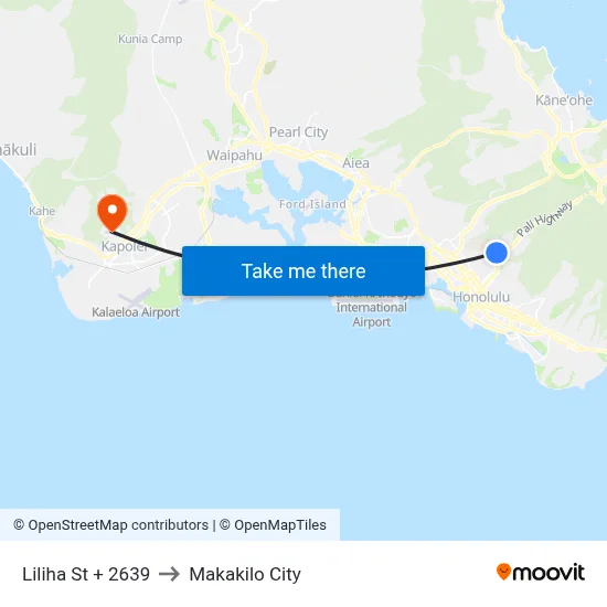 Liliha St + 2639 to Makakilo City map