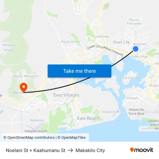 Noelani St + Kaahumanu St to Makakilo City map