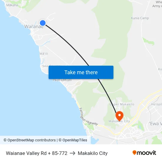Waianae Valley Rd + 85-772 to Makakilo City map