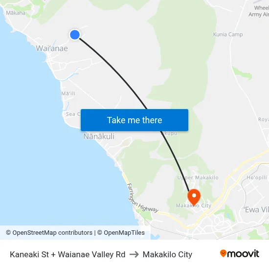 Kaneaki St + Waianae Valley Rd to Makakilo City map