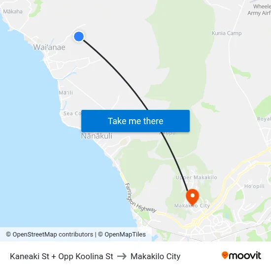 Kaneaki St + Opp Koolina St to Makakilo City map