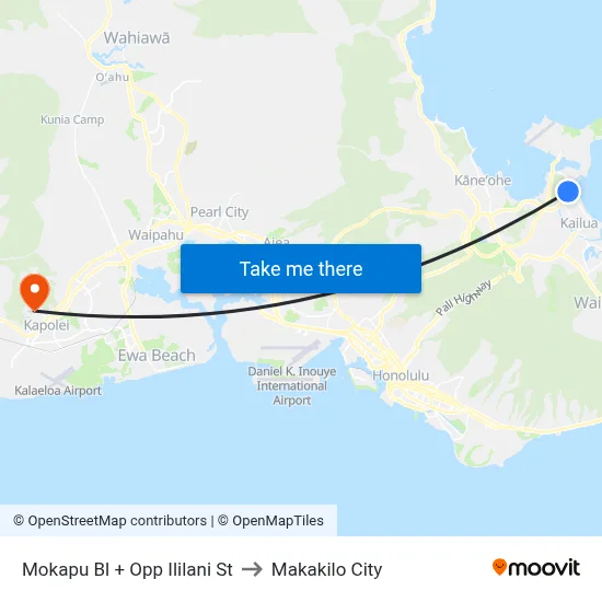 Mokapu Bl + Opp Ililani St to Makakilo City map