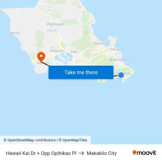 Hawaii Kai Dr + Opp Opihikao Pl to Makakilo City map