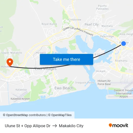 Ulune St + Opp Aliipoe Dr to Makakilo City map