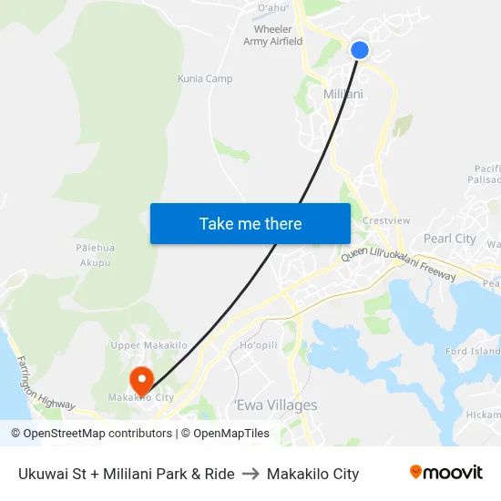 Ukuwai St + Mililani Park & Ride to Makakilo City map