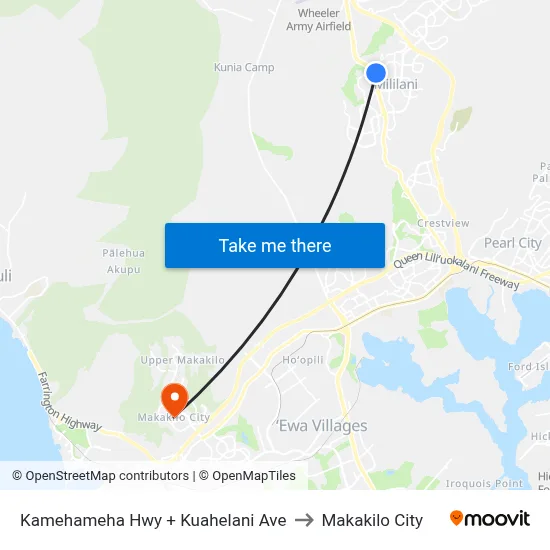 Kamehameha Hwy + Kuahelani Ave to Makakilo City map