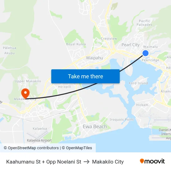 Kaahumanu St + Opp Noelani St to Makakilo City map