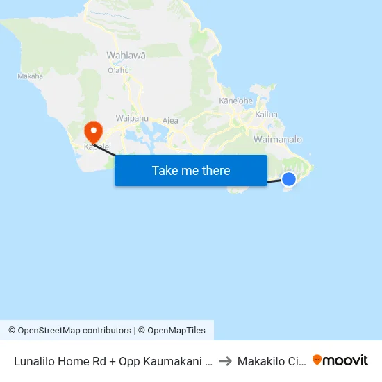 Lunalilo Home Rd + Opp Kaumakani St to Makakilo City map