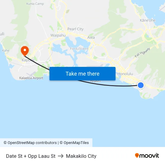 Date St + Opp Laau St to Makakilo City map