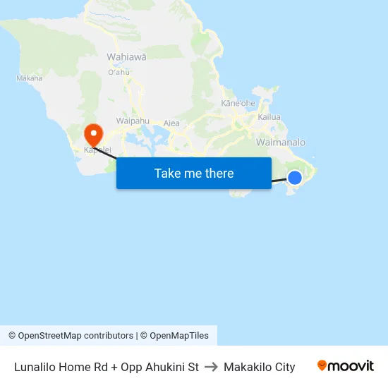 Lunalilo Home Rd + Opp Ahukini St to Makakilo City map