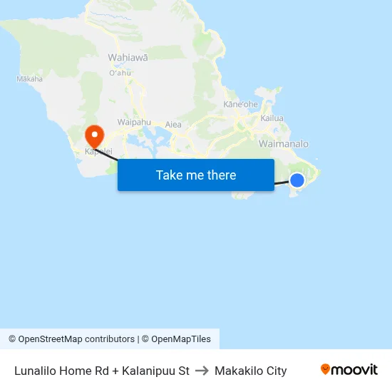 Lunalilo Home Rd + Kalanipuu St to Makakilo City map
