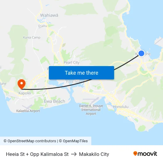 Heeia St + Opp Kalimaloa St to Makakilo City map