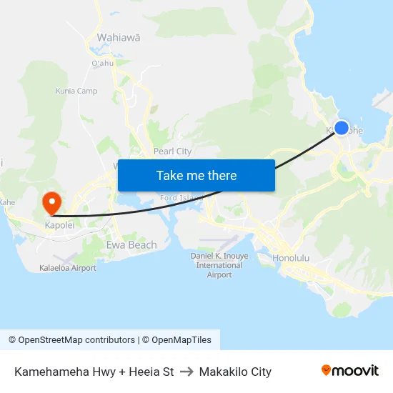 Kamehameha Hwy + Heeia St to Makakilo City map