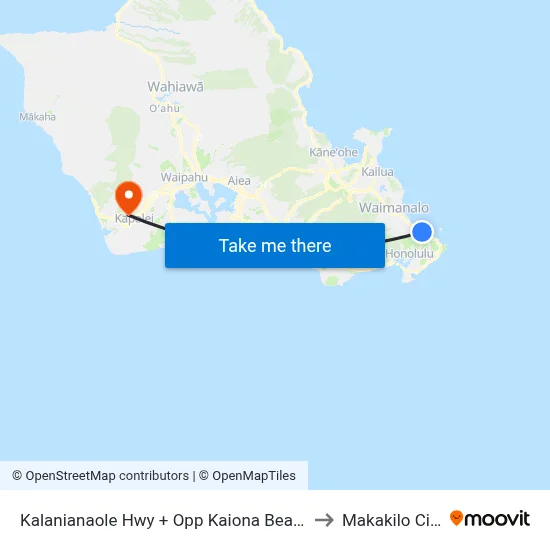 Kalanianaole Hwy + Opp Kaiona Beach to Makakilo City map