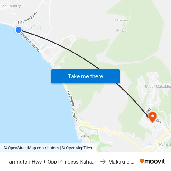Farrington Hwy + Opp Princess Kahanu Av to Makakilo City map