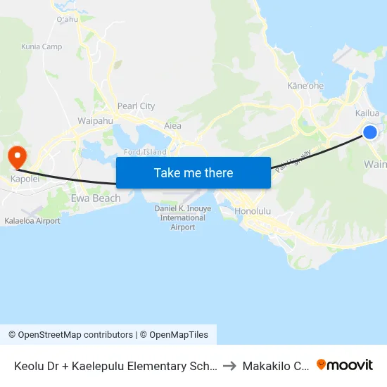 Keolu Dr + Kaelepulu Elementary School to Makakilo City map