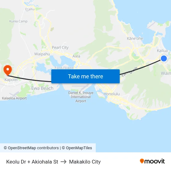 Keolu Dr + Akiohala St to Makakilo City map
