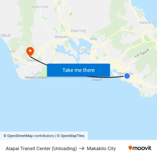 Alapai Transit Center (Unloading) to Makakilo City map