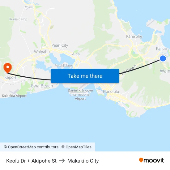 Keolu Dr + Akipohe St to Makakilo City map
