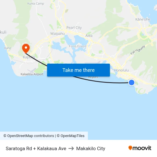 Saratoga Rd + Kalakaua Ave to Makakilo City map