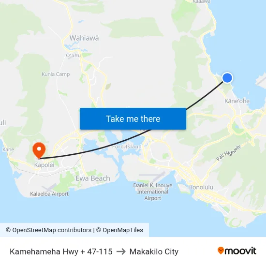 Kamehameha Hwy + 47-115 to Makakilo City map