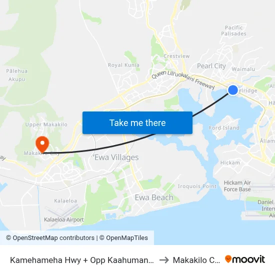 Kamehameha Hwy + Opp Kaahumanu St to Makakilo City map