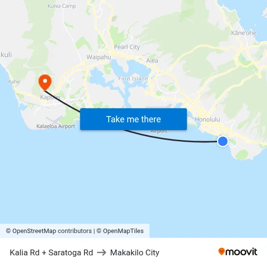 Kalia Rd + Saratoga Rd to Makakilo City map