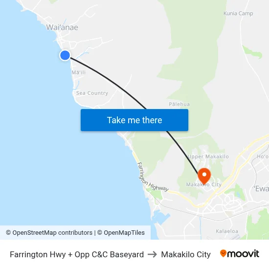 Farrington Hwy + Opp C&C Baseyard to Makakilo City map