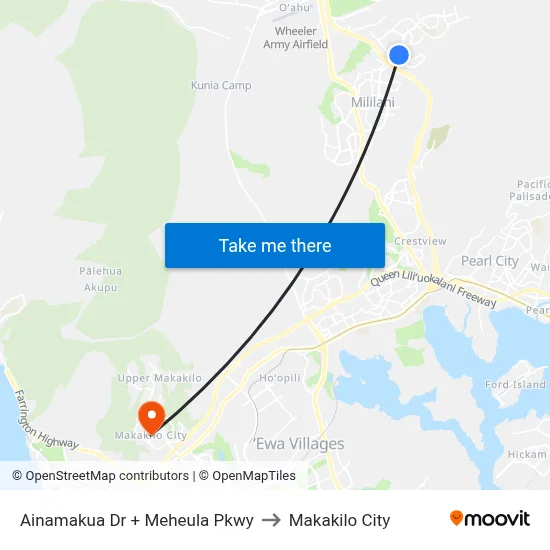 Ainamakua Dr + Meheula Pkwy to Makakilo City map