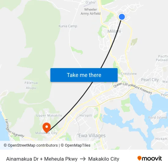 Ainamakua Dr + Meheula Pkwy to Makakilo City map