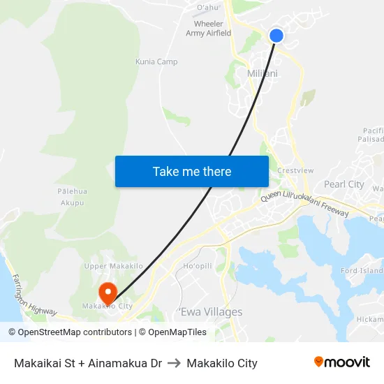 Makaikai St + Ainamakua Dr to Makakilo City map