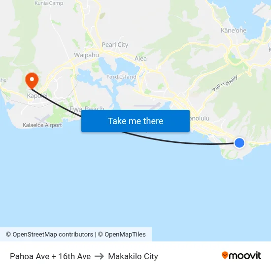 Pahoa Ave + 16th Ave to Makakilo City map