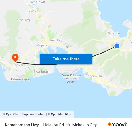 Kamehameha Hwy + Halekou Rd to Makakilo City map